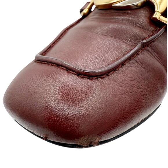 Gucci Zumi Interlocking GG Loafer Pumps EU 37 US 7 Bordeaux Burgundy Block Heel - Picture 6 of 15